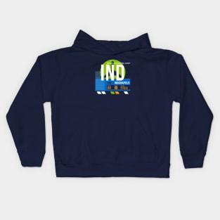 Indianapolis (IND) Airport // Retro Sunset Baggage Tag Kids Hoodie